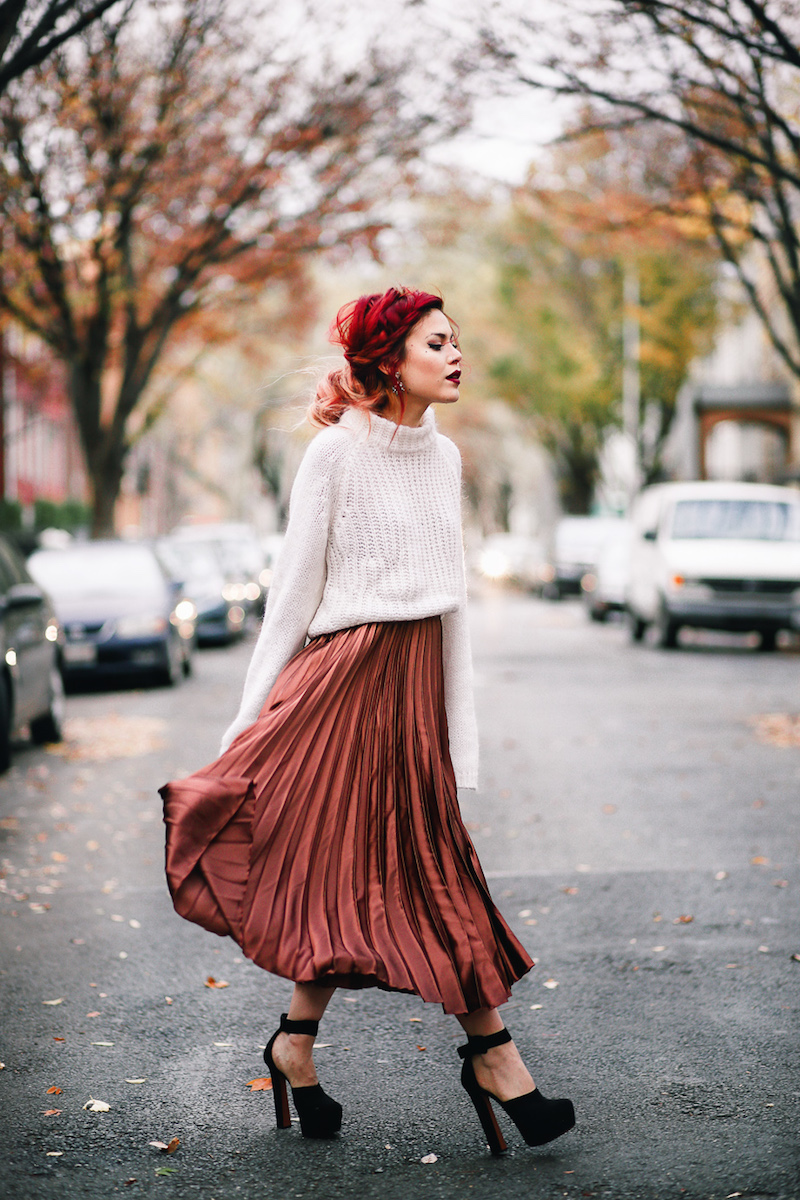 skirt and sweater look