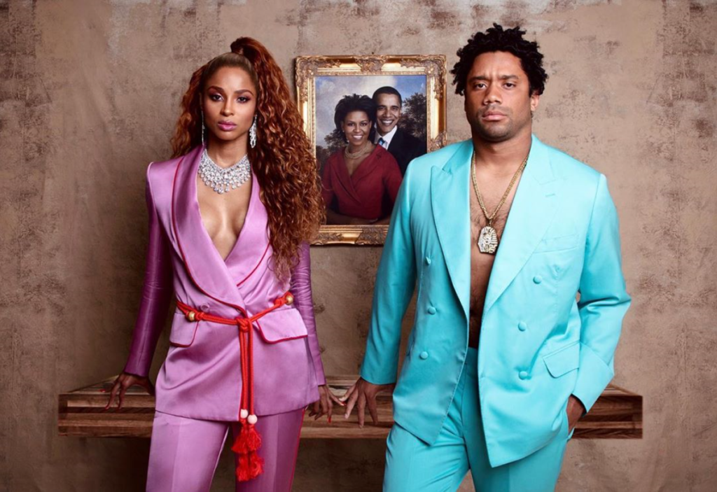 Ciara and Russell Wilson dressed as Jay Z and Beyonce for Halloween.