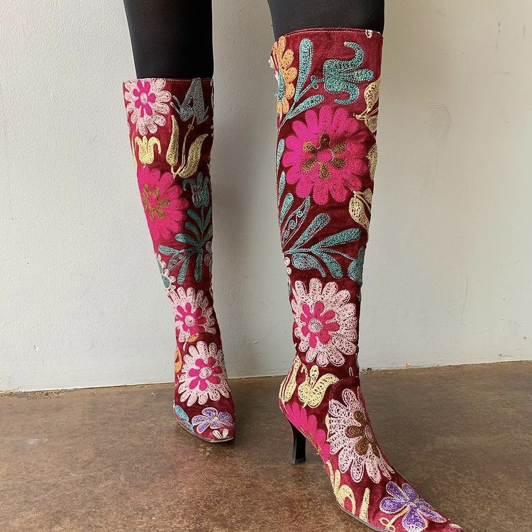 Floral Print Boots