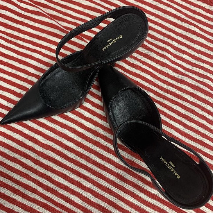 photo of black leather heels