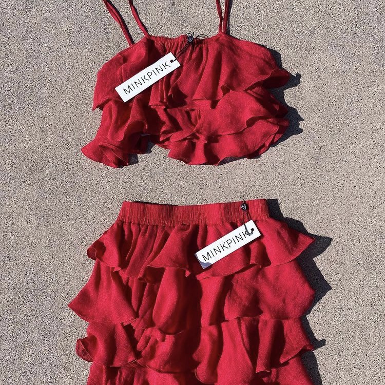 photo of red matching outfit set