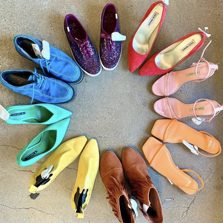 photo of shoes in rainbow colors