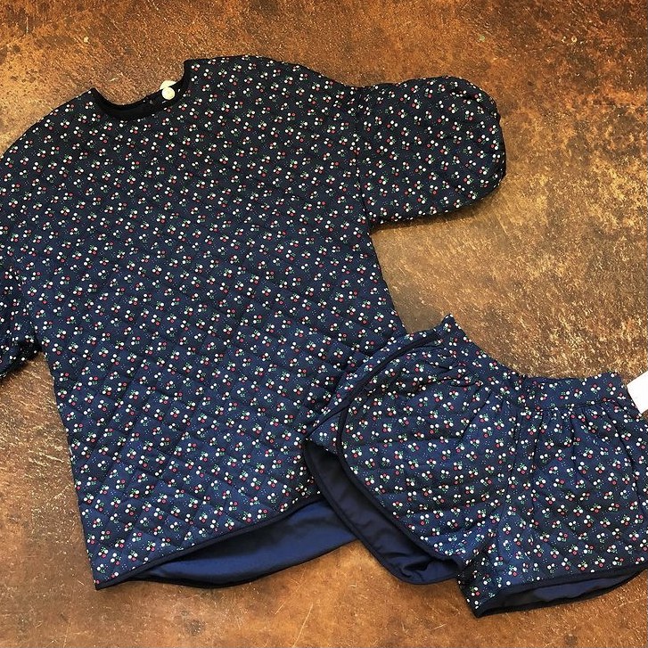 photo of blue quilted matching set