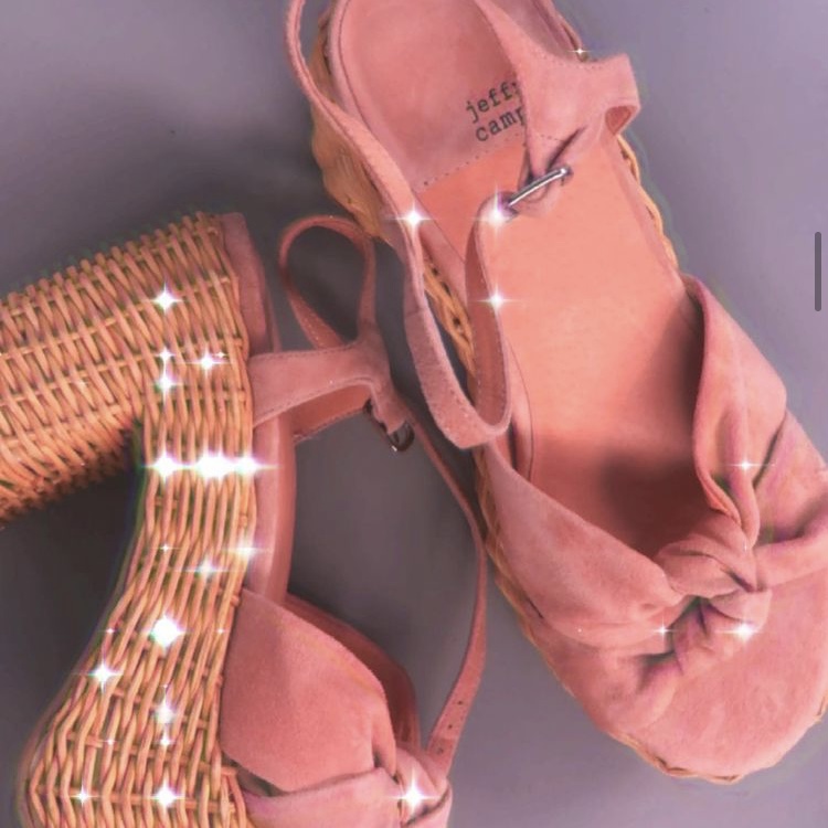 photo of pink velvet heels