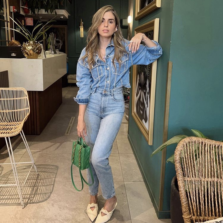 photo of person in denim outfit