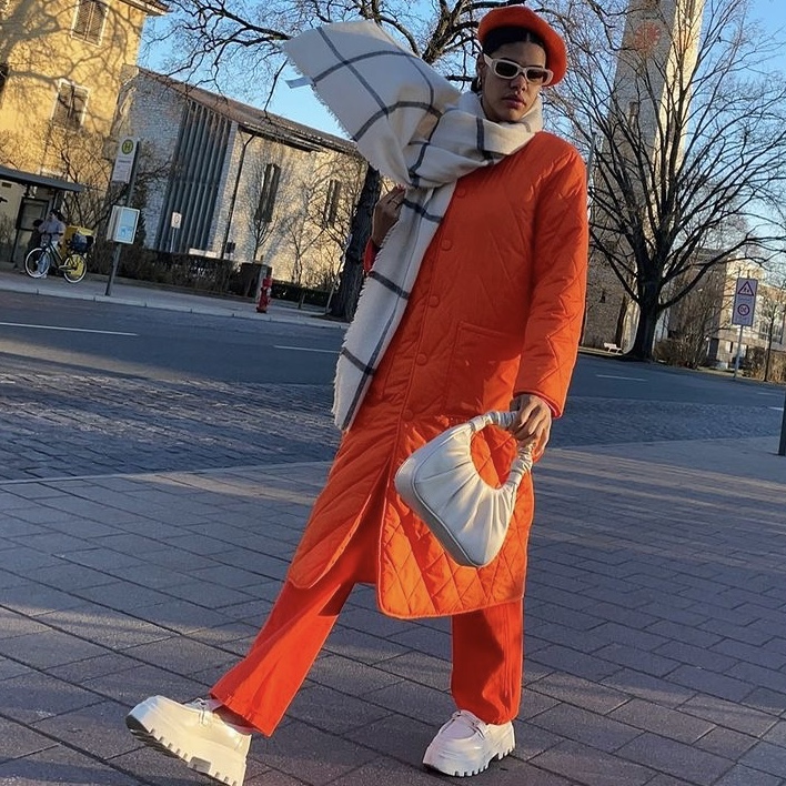 photo of person wearing all orange