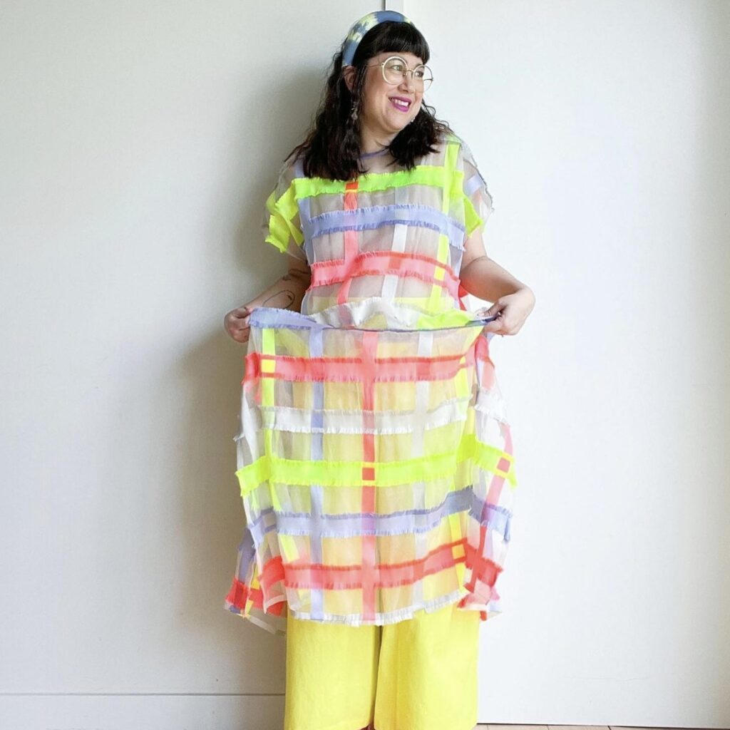 photo of person wearing bright fashion pieces
