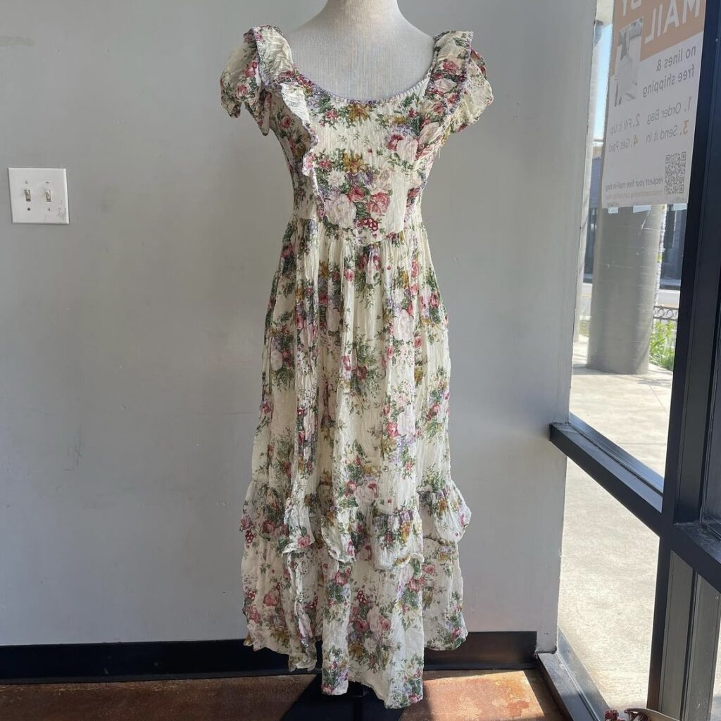 photo of floral dress found while secondhand shopping