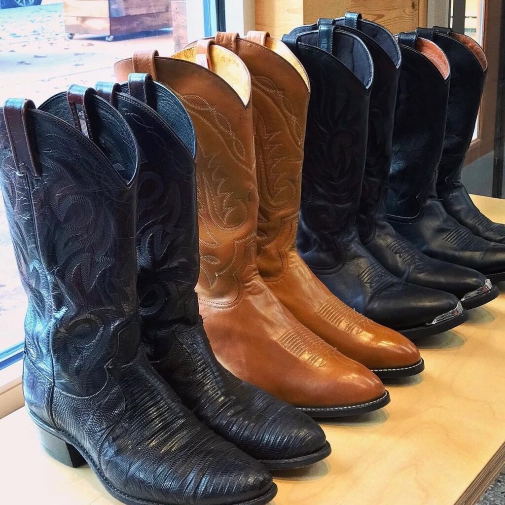 photo of cowboy boots in a row