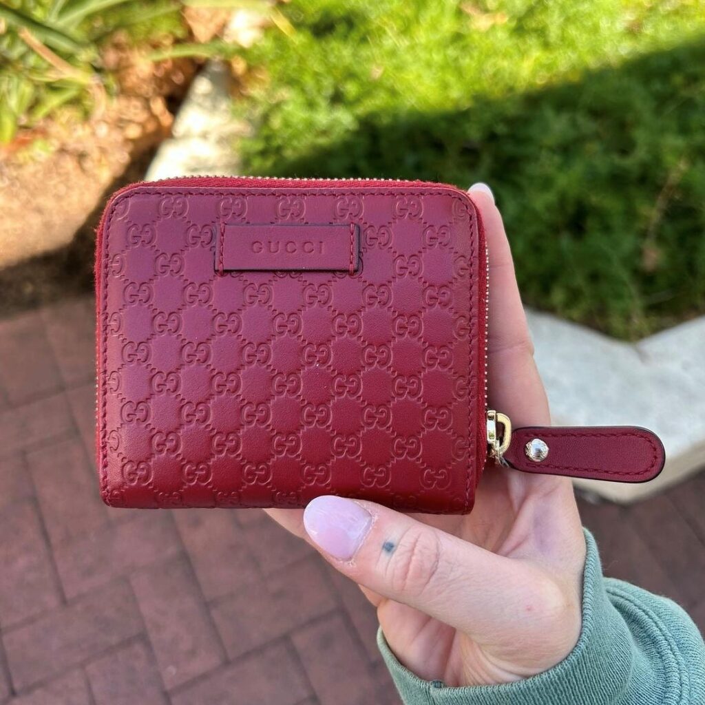 red designer resale wallet