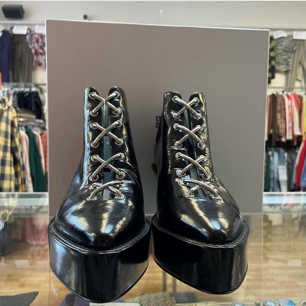 black platform booties with laces