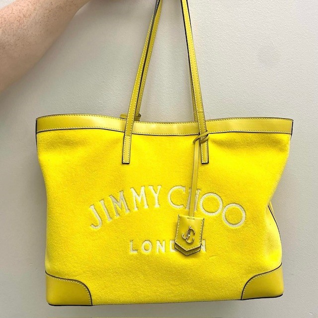 large yellow Jimmy Choo tote bag