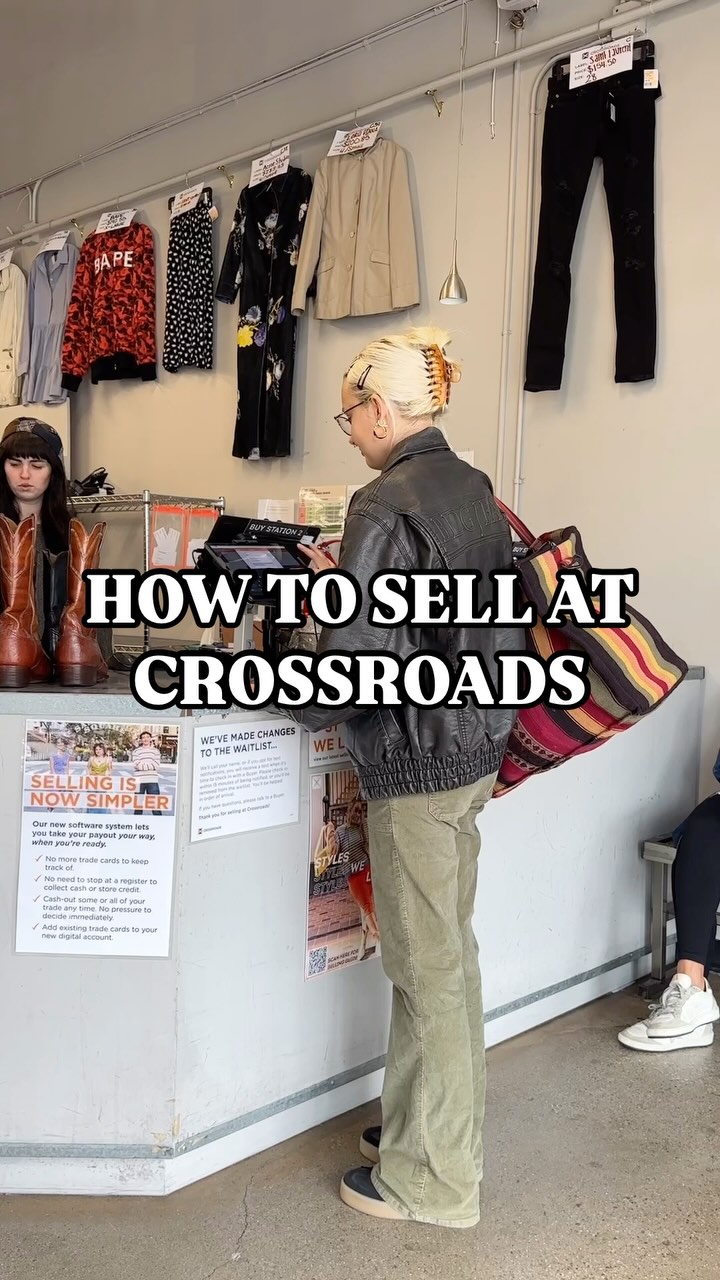 Clean out and cash in on your preloved fashion. Crossroads makes it easy to refresh your wardrobe! ♻️👕👖👢

No need to take photos or monitor an online listing! Bring your items to Crossroads and a Buyer will select what we can resell in store.

No need to wait for the item to sell to get paid! We’ll pay you same day.

No complicated payout models! Choose between our fixed rate of 30% in cash or 50% in trade of what we price your items.

Click the link to learn more about selling at Crossroads and find a store near you. 🧡

#crossroadstrading #crossroadsfinds #crossroadsstore #fashionfinds #buyselltrade #style #thriftfinds #consignment #shopping #womensfashion #mensfashion #fashionblogger #ootd #fashion #thrift #sustainablefashion #secondhandfirst #shopthrift #consignment #thrifted