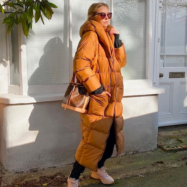 woman wearing a full-length one in orange