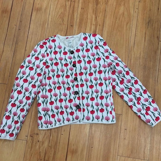 flatlay of a flower print jacket