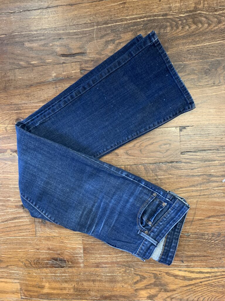 pair of boot leg jeans 
