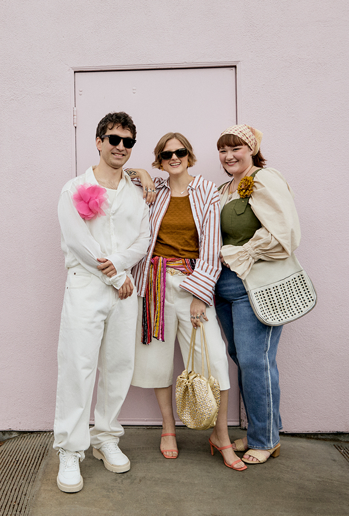 Charlie, Britt, and Daisy all wearing summer fashion and posed for the camera
