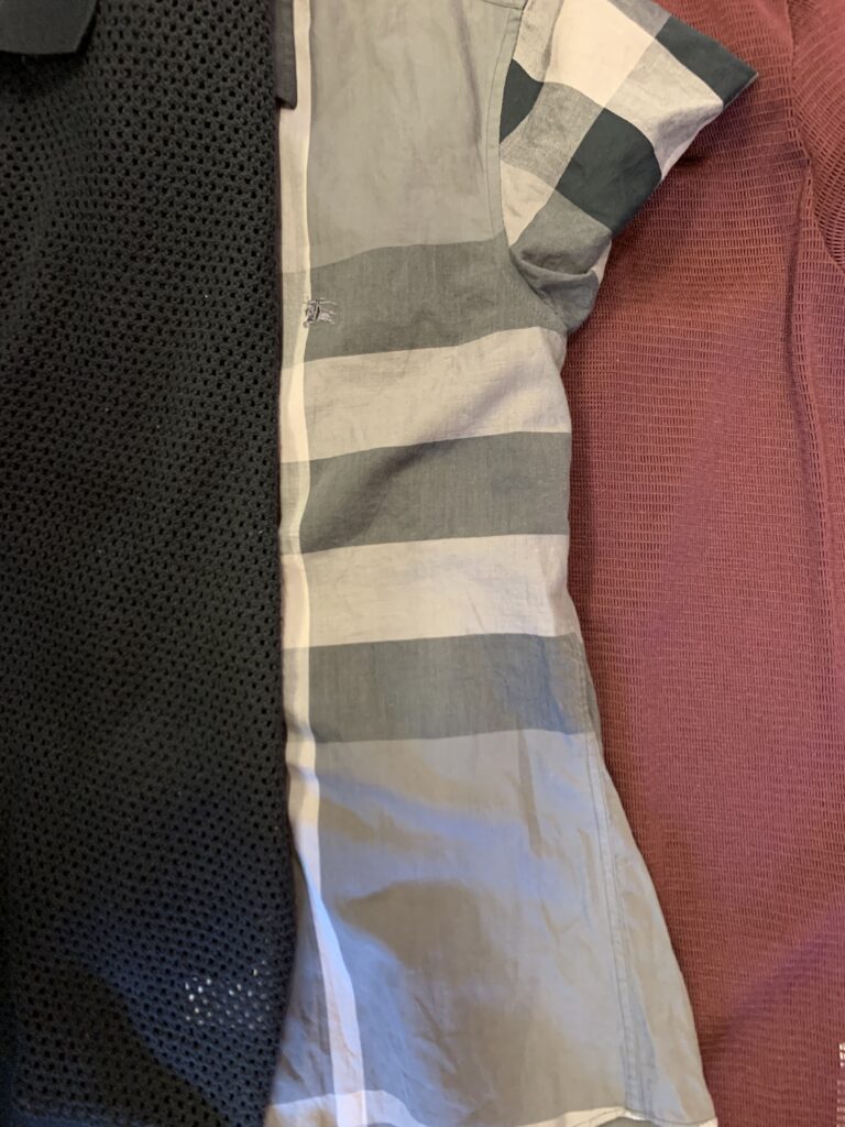 3 clothing items in a flatlay showing different textures and patterns