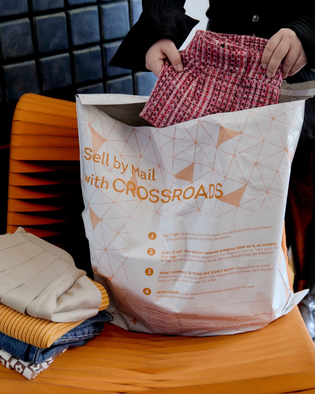 Don't have time to visit a store? Sell by Mail with Crossroads! It's 4 easy steps:

1. Request a Bag Online - We’ll send you everything you need to get started (including a pre-paid UPS bag).

2. Fill It Up - Our trained and experienced buyers look for clean, on-trend items in great condition.

3. Send It In - We carefully assess your items to make sure you get the best value for your clothes.

4. Cash Out - Based on your choice, we send you a mobile payment via Zelle or keep your trade credit on file for you to use whenever you visit Crossroads.

To learn more about Sell by Mail, click the link in our bio or visit www.crossroadstrading.com/sell-by-mail/.

#crossroadstrading #crossroadsfinds #crossroadsstore #fashionfinds #buyselltrade #style #thriftfinds #consignment #shopping #womensfashion #mensfashion #fashionblogger #ootd #fashion #thrift #sustainablefashion #secondhandfirst #shopthrift #consignment #thrifted