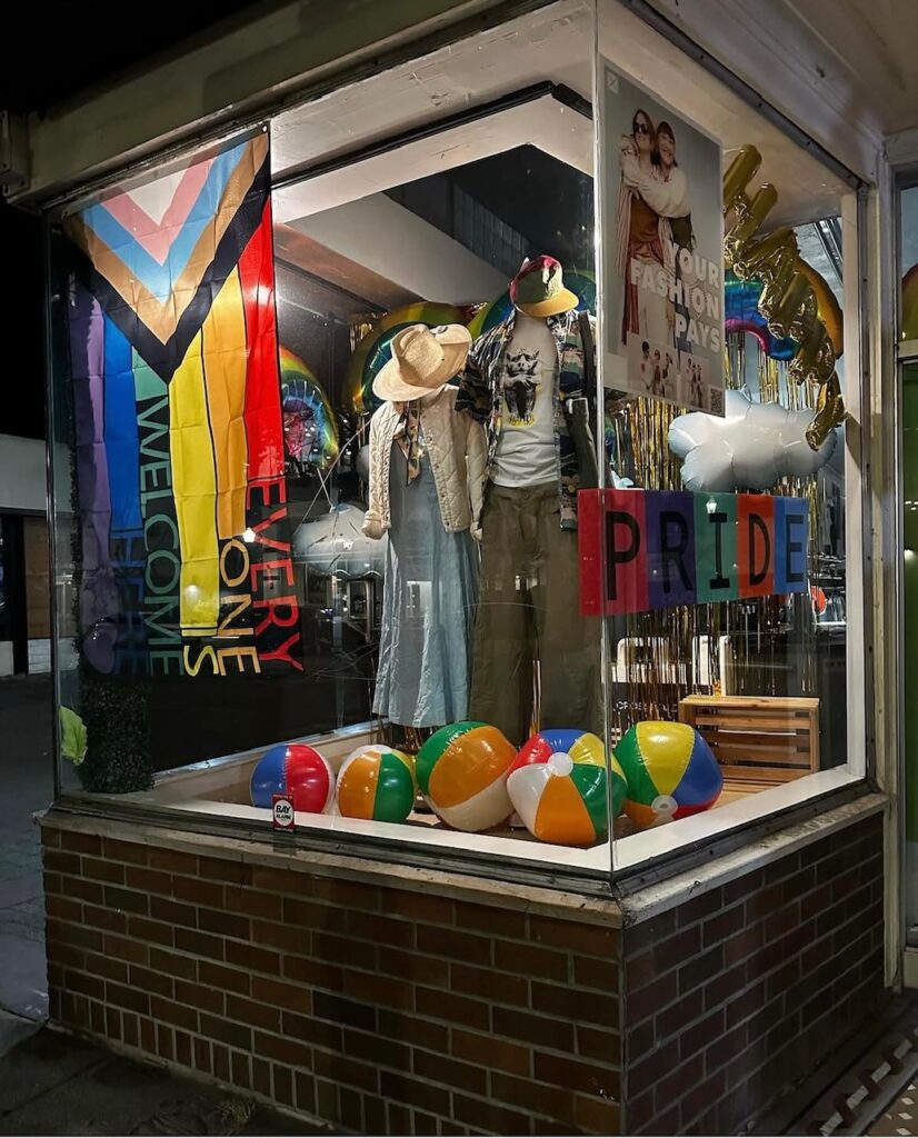 Store finds inspired by Pride, found in the window of the Crossroads store in Santa Cruz