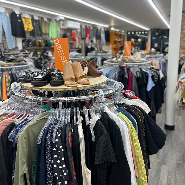 photo of racks inside Crossroads store