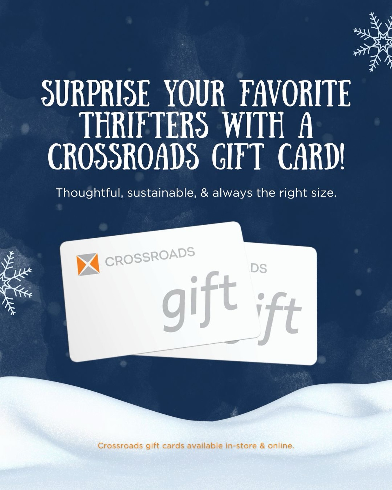 This holiday season, skip the guesswork and surprise your favorite thrifters with a Crossroads gift card! It’s the perfect pick for anyone who loves discovering unique pieces, designer gems, and secondhand steals. 🎁❄️
Crossroads gift cards are available in-store and online. If you are ordering a gift card online, make sure to order before 12/15 to ensure delivery by the 25th. 🤩
🔗Link in bio to order a gift card online.
#crossroadstrading #crossroadsfinds #crossroadsstore fashionfinds buyselltrade style thriftfinds consignment shopping womensfashion mensfashion fashionblogger ootd fashion thrift sustainablefashion secondhandfirst shopthrift consignment thrifted