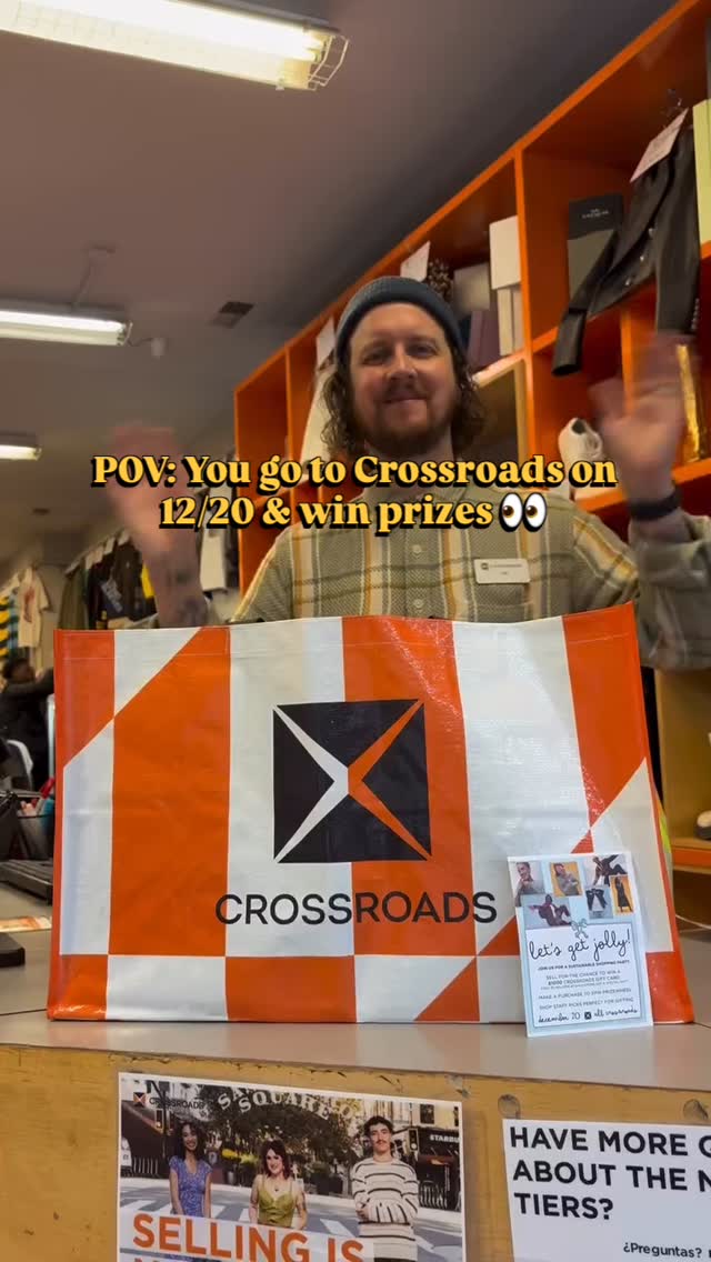 Don’t miss out on the fun tomorrow! 🥳

Join us tomorrow, December 20th for a sustainable holiday shopping party at ALL Crossroads locations! 🥳🛍️

Enjoy festive refreshments, shop curated racks, and enter our giveaways. 🤩

✨ Sell with us for a chance to win a $1,000 Crossroads gift card—and the first 25 sellers score a special gift!

✨ Shop with us and spin our prize wheel with every purchase.

We can’t wait to celebrate with you! ❄️💙

#crossroadstrading #crossroadsfinds #holidayparty