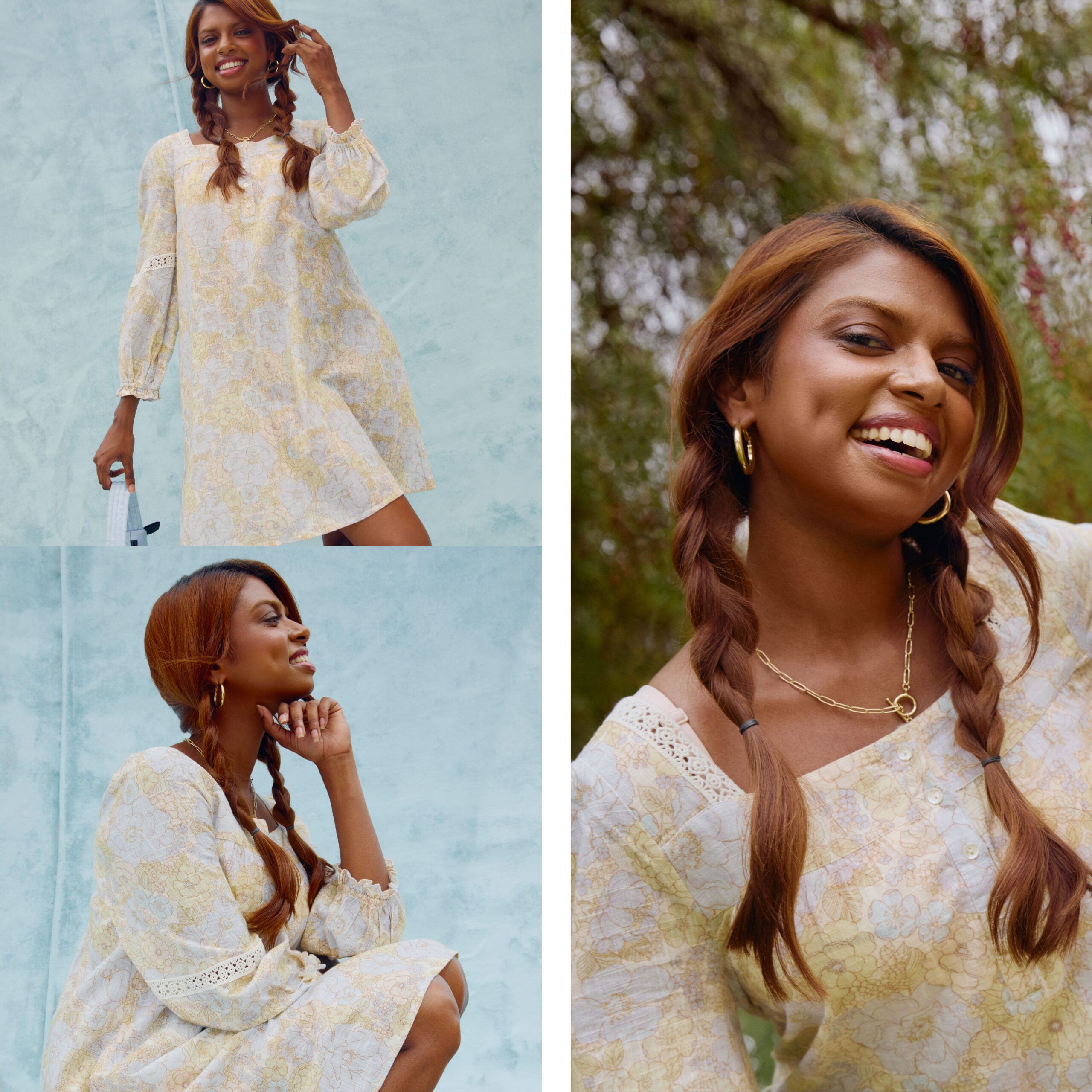 Gen Z model wearing a floral print dress