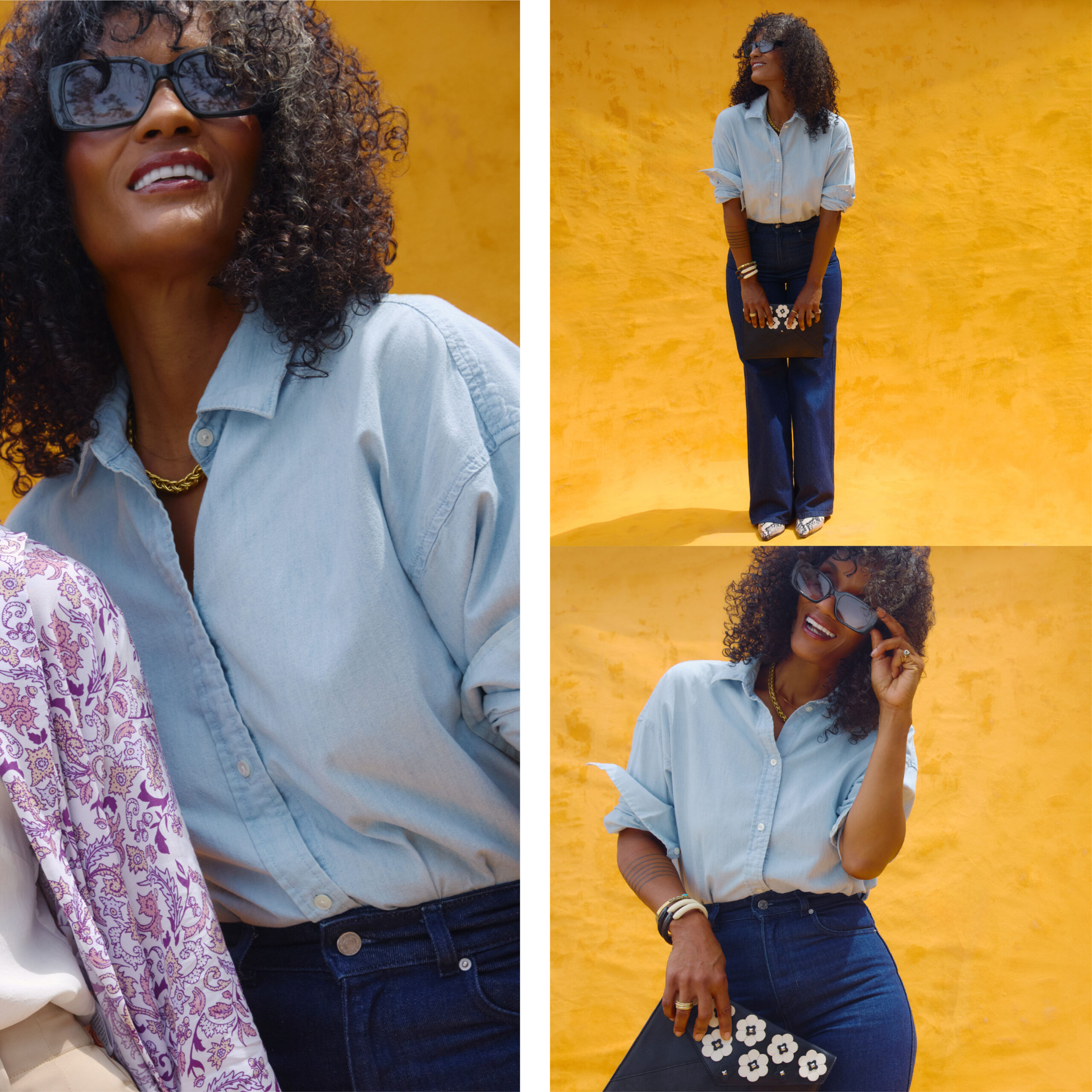 Tina wearing double denim