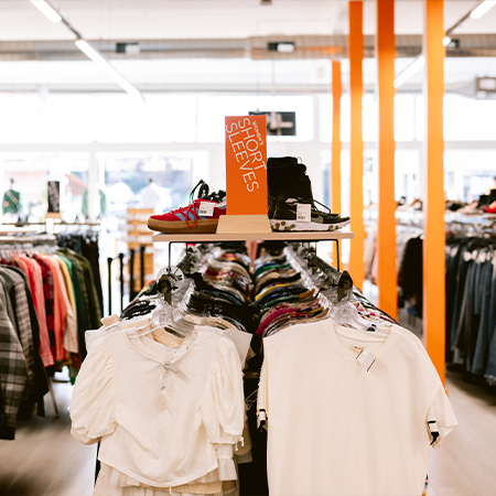 photo of clothing racks in store