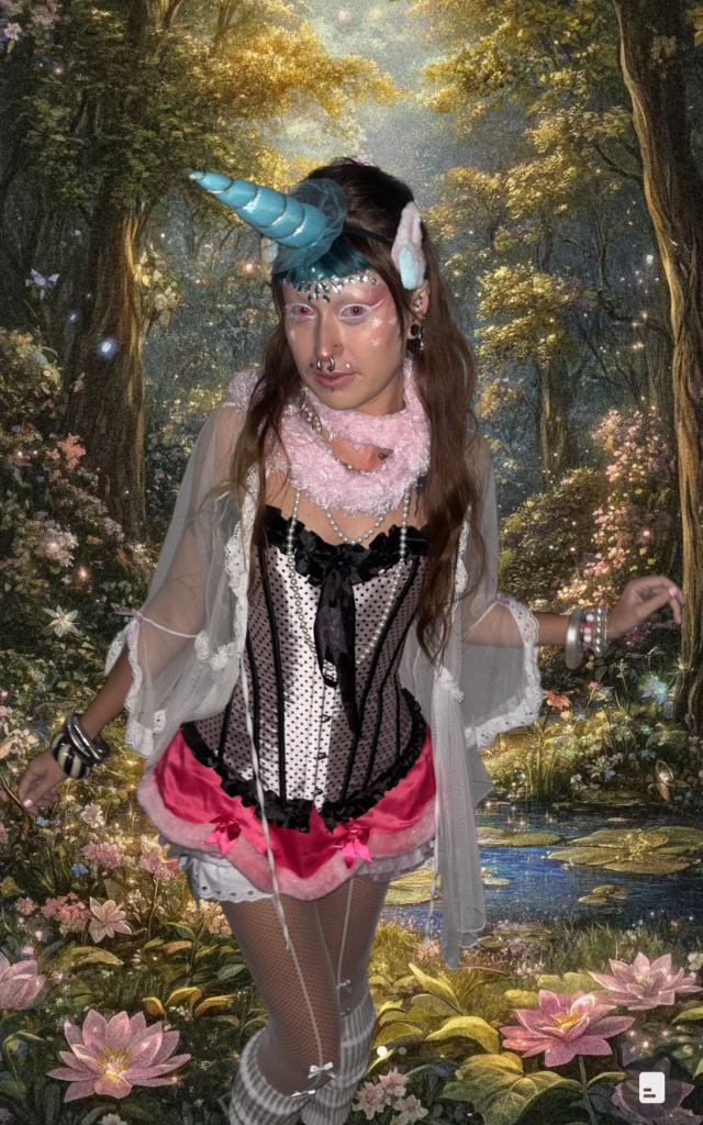 Nakai in a whimsical outfit