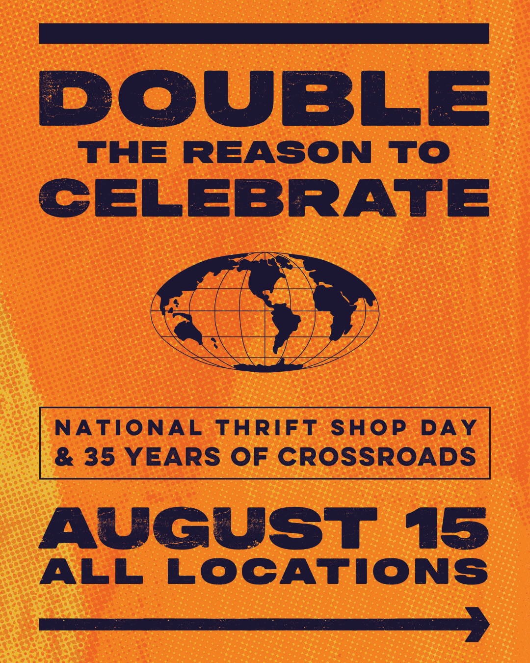 🎉 Two reasons to celebrate. One unforgettable thrift day. 🎉
This year, National Thrift Shop Day is extra special because we’re also celebrating 35 years of Crossroads! 💙🧡
Join us August 15 at all Crossroads locations for a day filled with everything you love about shopping secondhand:
✨ The first 150 attendees receive a scratcher for a chance to win gift cards, discounts, exclusive Crossroads merch, and more
👗 Shop hand-picked trend racks full of fresh arrivals
♻️ Sell your preloved fashion and make room for your next great find
🥤 Enjoy complimentary refreshments while you browse
Whether you’re a longtime Crossroads fan or stopping in for the first time, there’s never been a better day to buy, sell, trade, and celebrate with us. Here’s to 35 years of incredible style, sustainable shopping, and the community that’s made it all possible.
Mark your calendar, grab your thrift bestie, and we’ll see you on August 15! 🎈
#NationalThriftShopDay #CrossroadsTrading #35YearsOfCrossroads #ThriftStyle #ShopSecondhand PrelovedFashion ThriftFinds SustainableStyle