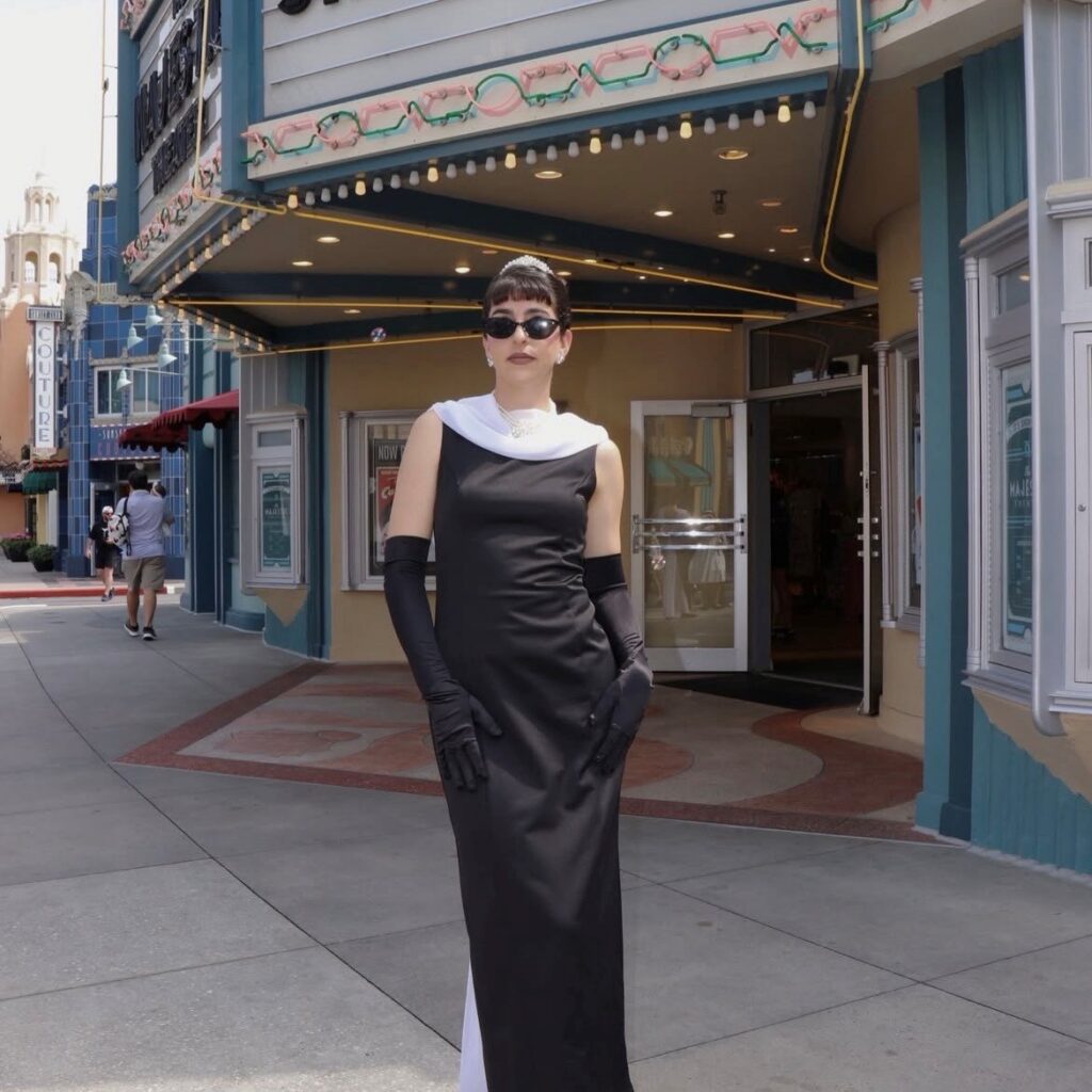 woman in Breakfast at Tiffany's costume