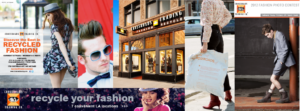 Collage of 2010s Crossroads Trading Co. ads, a storefront, and colorful fashion photos of models.